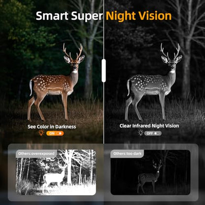 Trail Camera with Night Vision Game Cameras : 4G Cellular Trail Cam with Motion Activated Waterproof - Wildlife Camera with Solar Panel for Outdoor Deer Monitoring and Property Security with 32GB Card