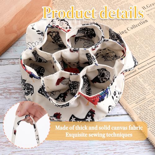 JJUNW 1 Pc Egg Collection Basket, Portable Farmhouse Chicken Egg Holder with 7 Bags, Anti-crushing Handheld Egg Purse Egg Basket for Collecting Fresh Eggs, Housewife Garden Transport Storage