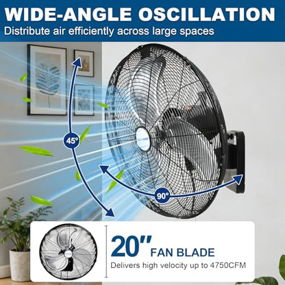 BILT HARD 18 in. Wall Mounted Outdoor Fan, 4150 CFM 3-Speed Heavy Duty Industrial Outdoor Weatherproof Fan for Commercial, Patio, Garage and Gazebo - size: 18 Inch