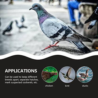 Happyyami Bird Accessories 100 Pcs Pigeon Foot Bands Numbered Leg Rings for Poultry Lightweight Design - color: Black
