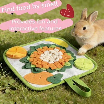 Rabbit Foraging Mat Snuffle Mat for Small Animals Rabbit Toy 11.81"x11.81" Rabbits Snuffle Mat Pets Interactive Feeding Matt Treat Dispenser for Bunny Guinea Pigs Ferrets Chinchillas (#A) - color: #A