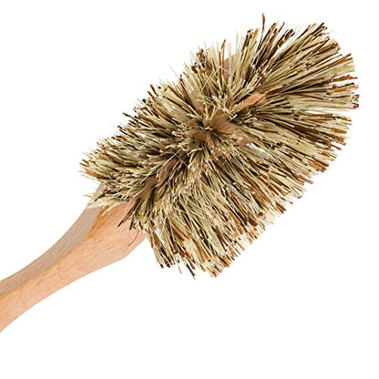 Redecker Dish Brush, Union Fiber, Curved Handle – Wrap-Around Heavy Duty Scrub Brush, Made in Germany - size: Single Unit, 10-1/2-Inches