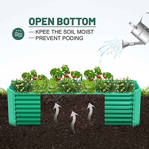 Land Guard 6×3×2 ft Galvanized Metal Raised Garden Bed, 2FT Deep Root Elevated Planter Box Steel Large Vegetable Flower Bed Kit(Green) - color: Green, size: 6×3×2ft（Rectangular）