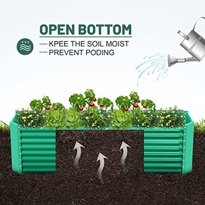 Land Guard 6×3×2 ft Galvanized Metal Raised Garden Bed, 2FT Deep Root Elevated Planter Box Steel Large Vegetable Flower Bed Kit(Green) - color: Green, size: 6×3×2ft（Rectangular）
