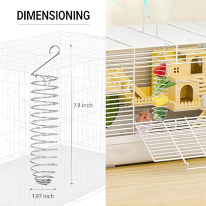 3 Pack Rabbit Toys, Bunny Rat Cage Food Holder Stainless Steel Slow Feeder Hanging Accessories for Rat Guinea Pig Chinchillas Rabbits Hamster Foraging Enrichment Small Animal Toys