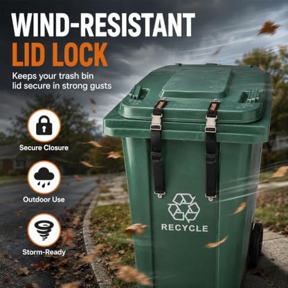 4PCS Heavy-Duty Bear Proof Trash Can Locks - Animal-Proof Lid Straps with Secure Buckle for 28-96 Gallon Outdoor Bins, Anti-Raccoon & Wildlife - size: 4PCS