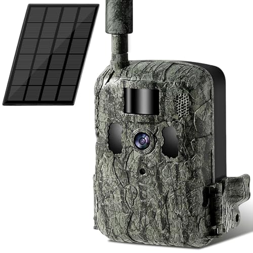 4G LTE Cellular Trail Camera 2K with Live Streaming,24000mAh Long Battery Life,Solar Powered Game Wildlife Cameras,Motion Activated,940nm No Glow Night Vision,IP66 Waterproof (Camera) - size: Camera Only