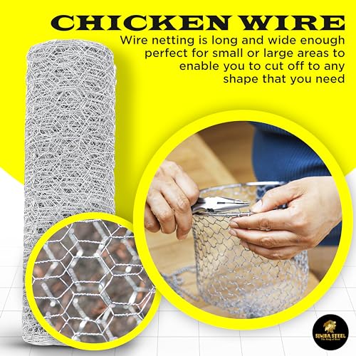Chicken Wire 12 in x 50 FT x 2” Mesh x 20GA | Poultry Wire Netting | Hot Dipped Galvanised | Hexagonal Galvanized Mesh for Chicken Coop, Rabbit Cage, Fence Barrier PM12x50x2 - style: 12 in x 50 FT x 2 in