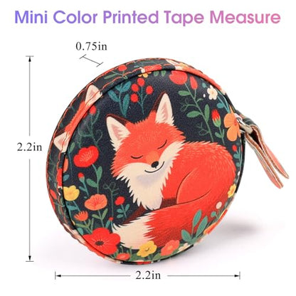 Retractable Mini Tape Measure, Auto-Retract, Premium Leather Tape Measure, Dual-Sided Ruler, Ideal for Fabric Cutting, Body Measurements, and Handicrafts (Red Fox) - color: Red Fox