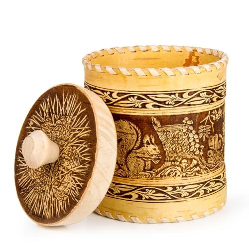 STP GOODS Birch Bark Container | Storage Container, Kitchen Container - color: Squirrels