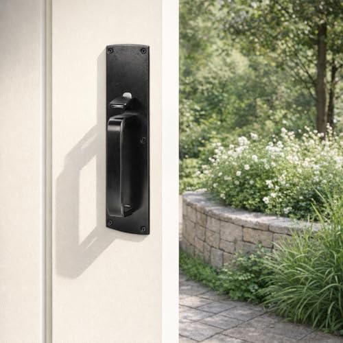 WRINGKIT Heavy Duty Thumb Latch, Self Locking Gate Latch for Wooden Fence, Double-Sided Fence Latch Hardware Kit with 9" Handle, Door Lock Latch for Vinyl Fences, Outdoor Gate, Farm, Garden
