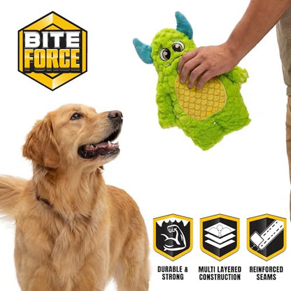Bite Force Dog Toy - Large Durable & Strong Plush Green Monster Dog Toy, Kevlar-Reinforced for Aggressive Chewers - color: Large - Billy the Beast Monster