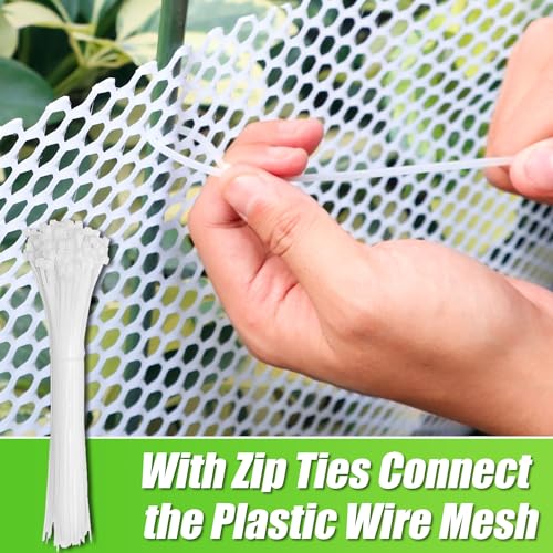 White Plastic Wire Mesh Fence Roll - 15.7IN x 20FT Plastic Chicken Wire Mesh for Poultry， Chicken Puppy Rabbit, Floral-Plastic Fence - color: White-15.7IN×20FT