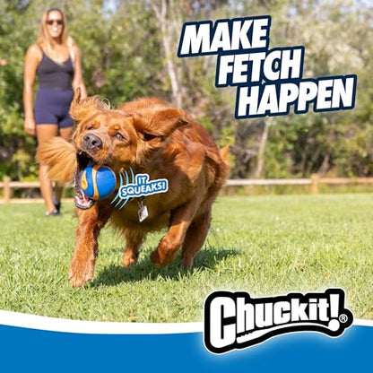Chuckit Ultra Squeaker Dog Ball - Extra Large Bouncy and Squeaky Pet Toy for Dogs 100+ lbs - Floats on Water - Durable Rubber - Size XL - 3.5" Diameter - Pack of 1 - color: Squeaker, size: XL