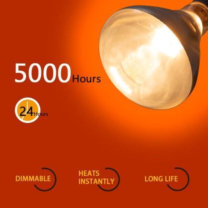 2 Pack 375W Heat Lamp Clear Infrared Bulbs Glass Lamp Bulb for Food Service, Brooder Bulb, Chicks, Pet, Bathroom, Light Therapy Use E26 Base, Flood Light Heat Lamp - color: 375w/Clear