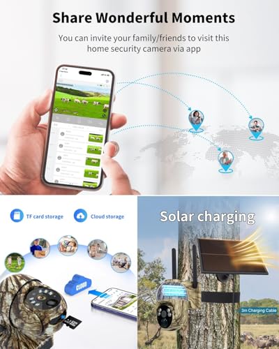 Wireless Solar Security Camera, 360° WiFi Camouflage Real-time Preview Cellular Camera, Outdoor Waterproof Trail Surveillance for Trai App, Motion Detection, Night Vision (Millimeters, 20, QM6-WiFi)