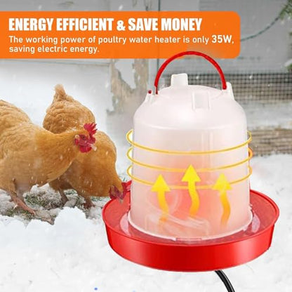 Heated Chicken Waterer,2025 Hanging Poultry Water-Heated Chicken Waterer,Thermostatically Controlled Heated 6L Outdoor Hanging Heated Poultry Waterer Dispenser for Chicks Livestock,Farm Innovators