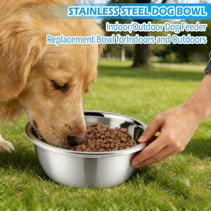 Stainless Steel Dog Bowls 2-Pack 6 Cup / 50 oz | Metal Pet Food and Water Bowls for Small to Medium Dogs, Non-Slip Dishwasher Dog Dishes with Rubber Pads