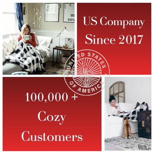 PediPocket Patented Foot Pocket Blanket – 50” x 70” with 20” Deep Foot Pocket, Plush Velvety Fleece Blanket, Everyday Luxurious Comfort, Machine Washable,Gift Idea – Pleasingly Plaid (Non-Electric) - color: Pleasingly Plaid