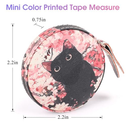 Retractable Mini Tape Measure, Auto-Retract, Premium Leather Tape Measure, Dual-Sided Ruler, Ideal for Fabric Cutting, Body Measurements, and Handicrafts (Cute Kitten) - color: Cute Kitten