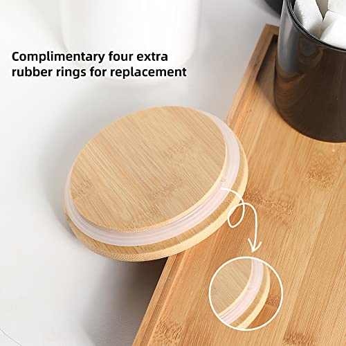 Sweejar Kitchen Canisters Ceramic Food Storage Jar Set, Stackable Containers with Airtight Seal Wooden Lid for Serving Ground Coffee, Tea, Herbs, Grains, Sugar, Salt - Set of 4 (White) - color: White, style: Set of 4(Updated Version)