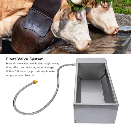Zerone Automatic Livestock Water Dispenser, 7.5L Large Capacity Stainless Steel Self Filling Animal Drinking Water for Horse Cow Goat Pig with Valve Kit
