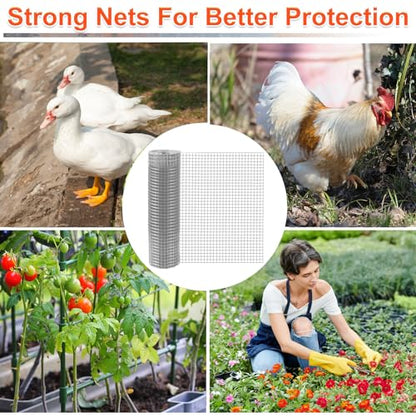 Wire Mesh Roll for Poultry Cages 36IN x50FT- Heavy Duty Fencing Net for Farm Garden Animal Plant Protection, Chicken Wire Fence, Easy to Install Fencing for Rabbits, Birds, Vegetables (Silver) - color: Silver