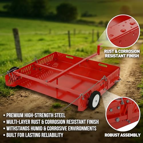 2-in-1 Scoop and Tow Manure Scooper, Yard Sweeper for Horse Manure, Versatile Lawn Sweeper, and Efficient Drag Manure Collector for Easy Cleanup