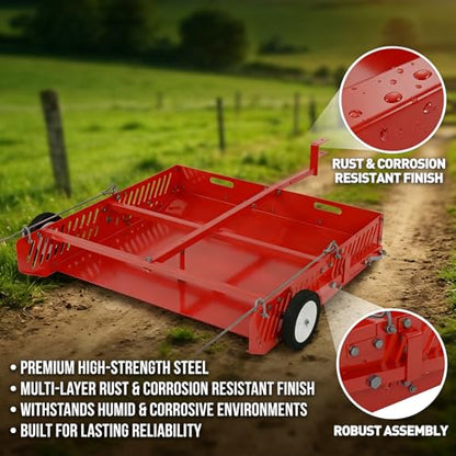 2-in-1 Scoop and Tow Manure Scooper, Yard Sweeper for Horse Manure, Versatile Lawn Sweeper, and Efficient Drag Manure Collector for Easy Cleanup