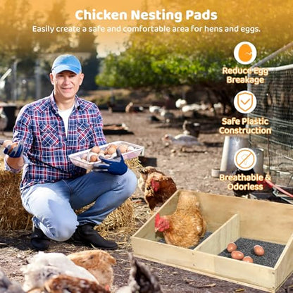 12 Pack Chicken Nesting Pads, Washable Nesting Box Liners for Chicken Coop, Reusable Plastic Nest Box Pads, Cuttable Chicken Laying Mats, 12×12×0.8”
