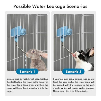 Vannon Top Fill Small Animal Water Dispenser for Cage, 23oz Auto Feeding Crate Water Bottle for Rabbit, Chinchilla, Ferret, Guinea Pig, Squirrel, Hedgehog, Pet Nozzle Diameter: 10mm, BPA Free, Blue