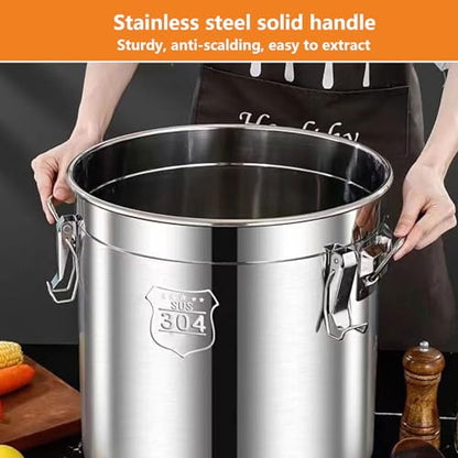Milk Barrel, 304 Stainless Steel Airtight Canister Milk Can with Lid Airtight Barrel Grain Containers Bucket Storage Containers for Kitchen,25 * 25Cm,45 * 45Cm - size: 45*45cm