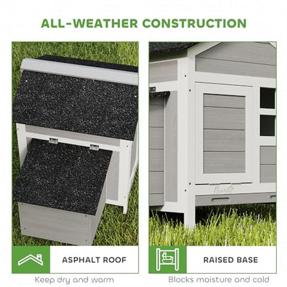 PawHut Chicken Coop Outdoor Weatherproof, Wooden Duck House with Nesting Box, Pull-Out Metal Tray, for 1-2 Chickens, Rabbits, Ducks, Poultry Cage Rabbit Hutch for Backyard, Farm, 36" x 25" x 27"