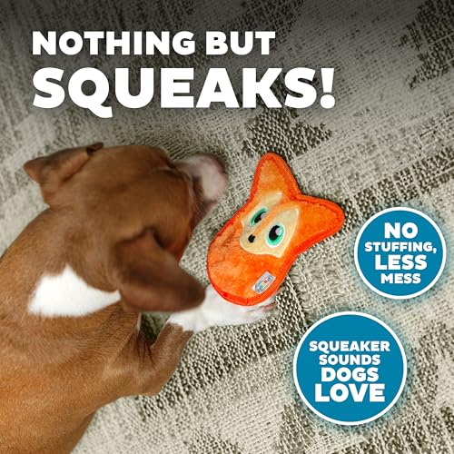 Outward Hound Durablez Minis – Squeaky Plush Dog Toy, No Stuffing for Less Mess, Interactive & Tough, Jumbo Squeaker, Puppies & Small Dogs, Fox, 6.3" - color: Fox, size: X-Small
