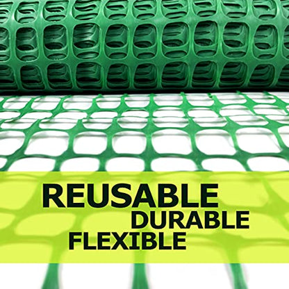 Ashman Plastic Mesh Fence, Construction Barrier Netting, Green, 4'x200' Feet, 1 Roll, Garden Fencing, Fences Wrap, Above Ground, for Snow, Poultry, Chicken, Deer, Patio, Garden Netting, Green 200 FT - color: Green, size: 200 FT