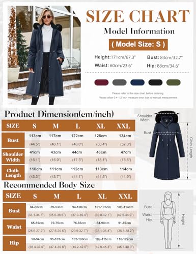 Womens Long Puffer Winter Coats Fleece Jacket Down Parka Warm Overcoat Thicken Quilted Jacket Removable Fur Coat - color: Navy, size: Medium