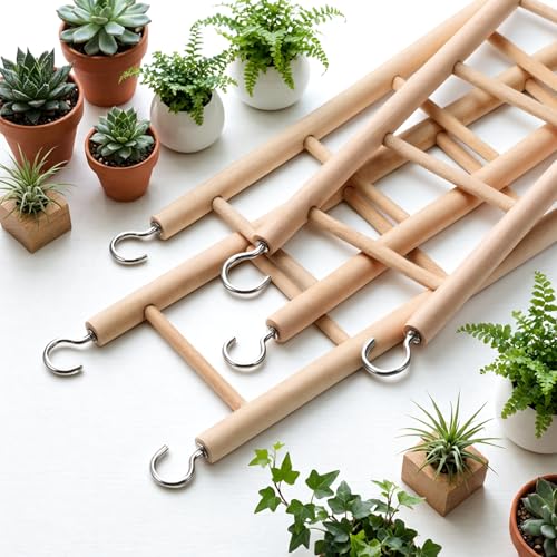 3 Pcs Natural Wooden Bird Cage Ladder Set 6 Step/7 Step/8 Step Bird Ladder Birds Cage Accessories Climbing Toys Wood Perch for Parrots Parakeets Cockatoo Lovebirds