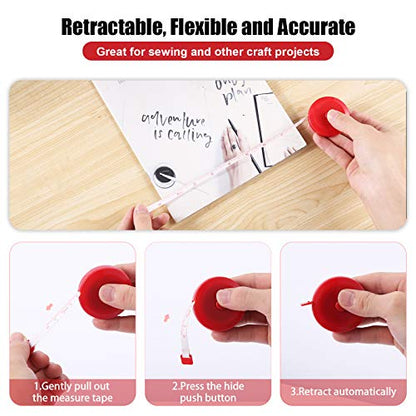Tape Measures Retractable, Fabric Measuring Tape, 60 Inch Small Sewing Tape Measure for Craft Nursing Medical Travel(3 Pack/Red) - color: Red