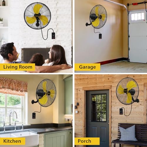 VENTISOL 18 Inch Wall Mount Fan Oscillating, 4,200 CFM High Velocity Industrial Wall Fan for Indoor, Commercial, Residential, Warehouse, Greenhouse, Workshop, Basement - size: Osc. 18 inch