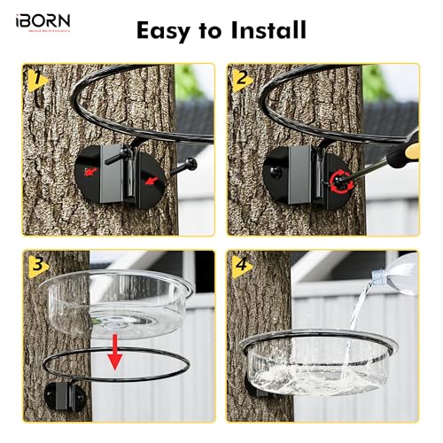iBorn Wall Mounted Water Tray, Bird Bath for Outside, 7.3”Wildbird Water Bowl PC Plastic, Installed on Post, Wooden Fences, Trees and Walls, Clear, Pack of 1 - size: Water Tray, Pack of 1