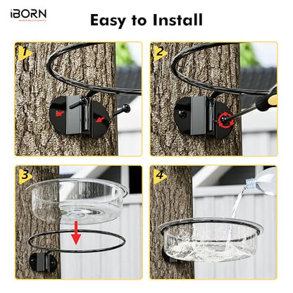 iBorn Wall Mounted Water Tray, Bird Bath for Outside, 7.3”Wildbird Water Bowl PC Plastic, Installed on Post, Wooden Fences, Trees and Walls, Clear, Pack of 1 - size: Water Tray, Pack of 1