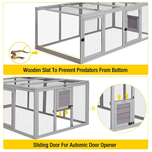 Aivituvin Chicken Coop Run Extension Rabbit Enclosure Outdoor Duck Playpen 20.73 ft² - color: Light grey, size: 79"L x 37.8"W x 20.73"H