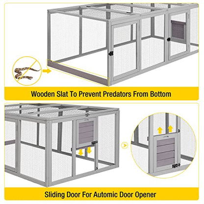Aivituvin Chicken Coop Run Extension Rabbit Enclosure Outdoor Duck Playpen 20.73 ft² - color: Light grey, size: 79"L x 37.8"W x 20.73"H