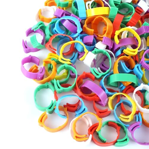 Chicken Foot Ring Adjustable Size Poultry Leg No Number Buckle ID2.0~2.4cm Plastic Chick Duck Goose Feeding 70 Pcs for Easy Flock Management(Blue) - color: Blue