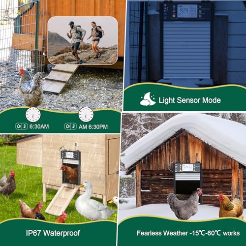 Automatic Chicken Coop Door, TUYA App Status View Solar Door WiFi Enable