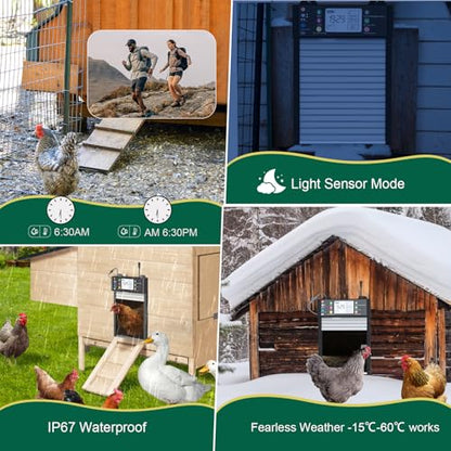 Automatic Chicken Coop Door, TUYA App Status View Solar Door WiFi Enable