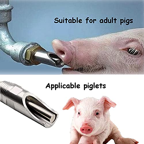 MESINURS Automatic Pig Watering Drinker - Stainless Steel Nipple Feeder System for Piglet, Growers, Sows, 5Pcs