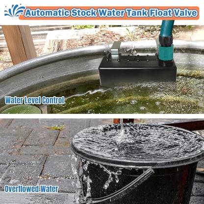 Water Trough Float Valve Livestock Stock Tank Float Valve for Water Tank of Pond Farm Livestock Cattle Goat Horse Pool,2PCS Automatic Control Waterer Level with Hose Connector - style: Stock Tank Float Valve with Connector-2PCS