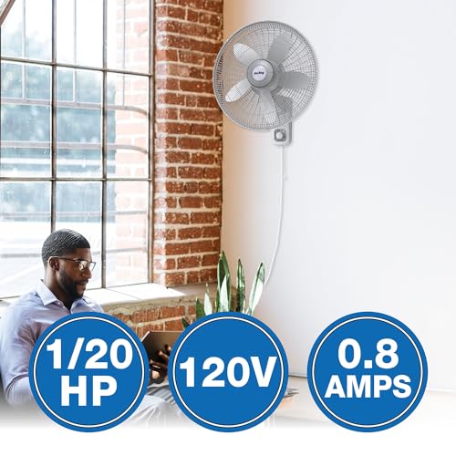 Air King 9018 Commercial Grade Oscillating Wall Mount Fan, 18-Inch , White - size: 18 inch, style: Classic