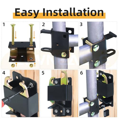2 Pack Small Two Way Gate Latch (3"x5") – Heavy Duty Gate Latch | Fits Metal Gates with 1-1/4" to 1-1/2" Tubes – Black 2-Way Latch with 4-Digit Combination Lock, Ideal for Farms & Pastures - color: 2 Pack Black Two-Way Gate Latch